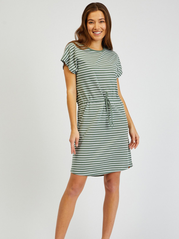 Sam 73 Abito a righe bianche e verdi da donna con cravatta SAM73 Sagitta