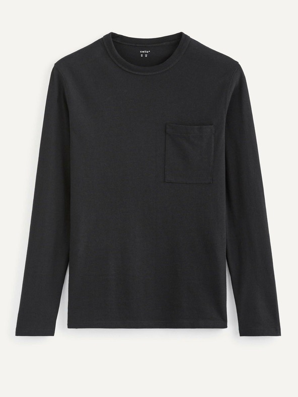 Celio Camicia basic da uomo nera con taschino Celio