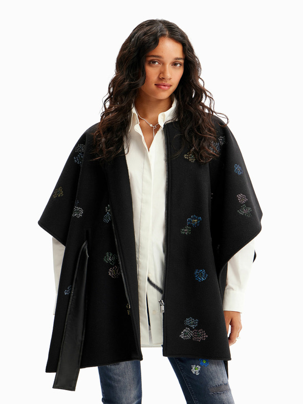 Desigual Desigual Threadflor Milano poncho fantasia da donna nero