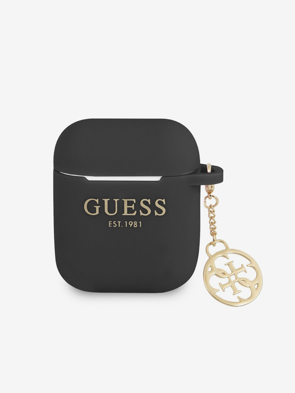 Guess Custodia in silicone con charm Guess 4G per AirPods 1/2 nero