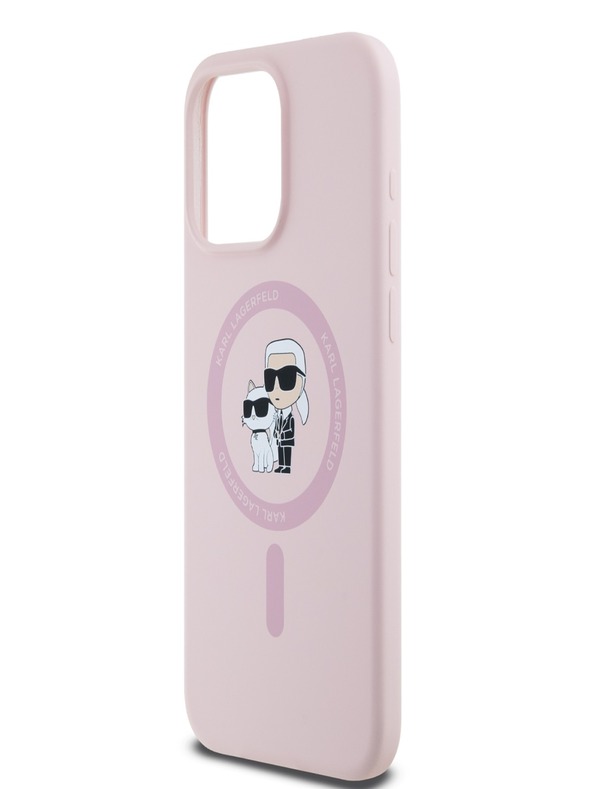 Karl Lagerfeld Silicone liquido Karl and Choupette Magsafe Back Cover per iPhone 14 Pro Max Rosa Karl Lagerfeld