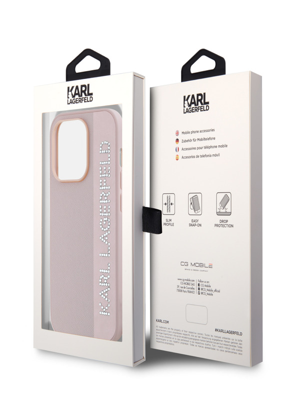 Karl Lagerfeld Karl Lagerfeld PU Saffiano Charm Cover posteriore per iPhone 14 Pro Max Rosa