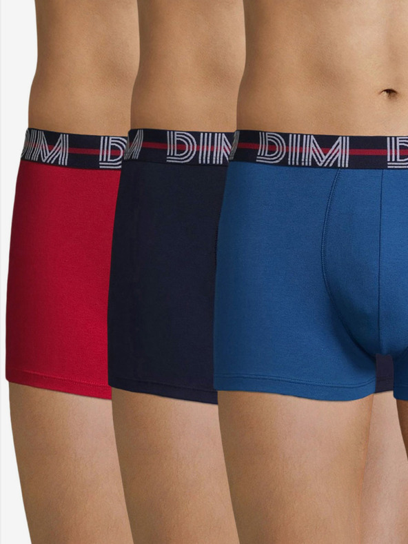 DIM Set di tre boxer da uomo in rosso e blu Dim POWERFUL BOXERS
