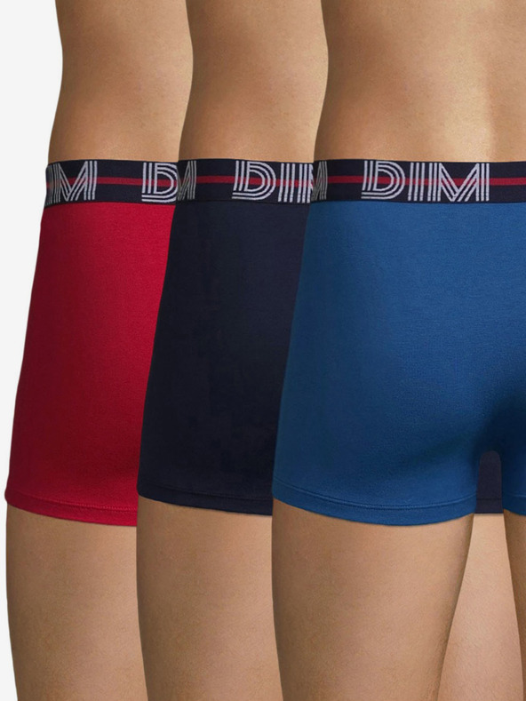 DIM Set di tre boxer da uomo in rosso e blu Dim POWERFUL BOXERS
