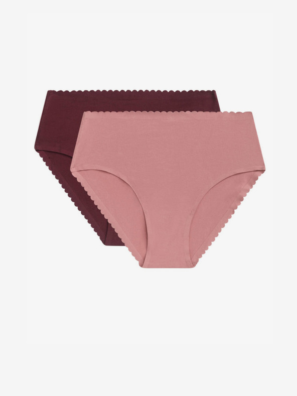 DIM Set di due slip a vita alta DIM Body touch bordeaux e rosa da donna