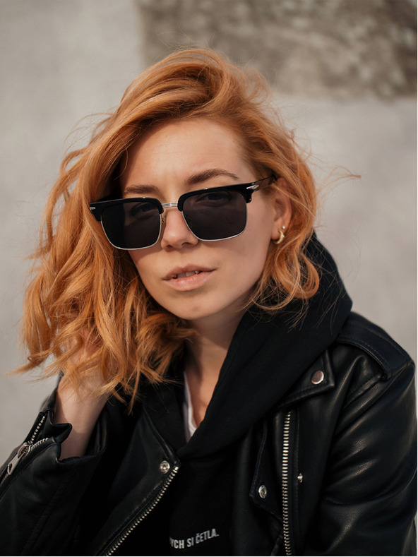 VEYREY Occhiali da sole polarizzati neri VeyRey Beckham Stitch