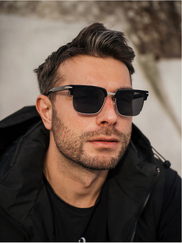 VEYREY Occhiali da sole polarizzati neri VeyRey Beckham Stitch