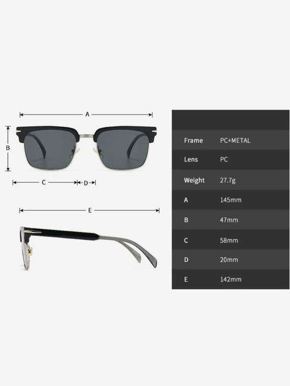 VEYREY Occhiali da sole polarizzati neri VeyRey Beckham Stitch