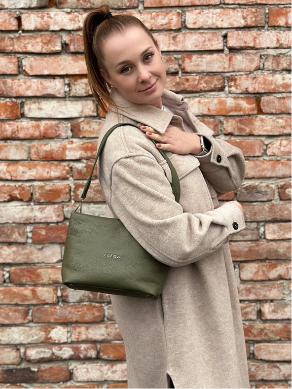 Elega Borsa a tracolla in pelle verde da donna Elega Fluffy