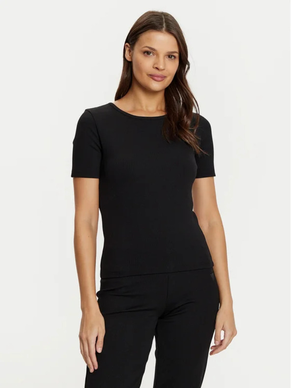 Guess Jeans T-shirt nero a costine kclh0 da donna Guess jeans