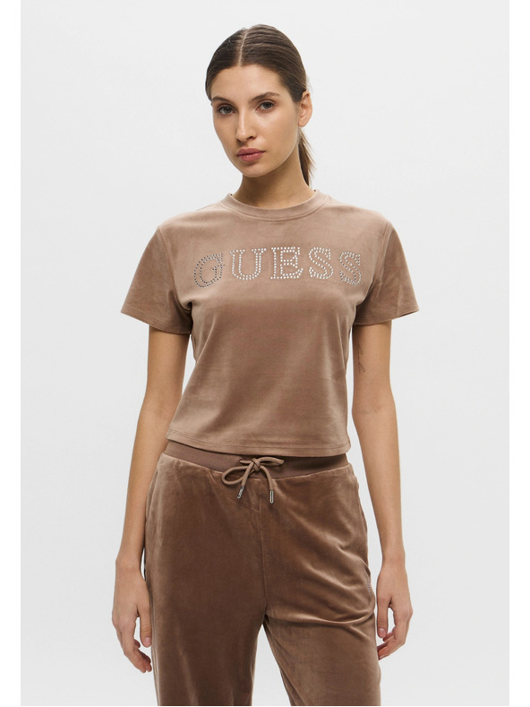 Guess Jeans T-shirt marrone Velvet logo Guess jeans
