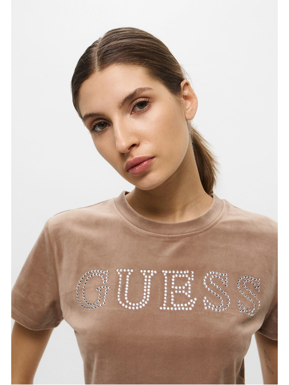 Guess Jeans T-shirt marrone Velvet logo Guess jeans