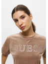 Guess Jeans T-shirt marrone Velvet logo Guess jeans