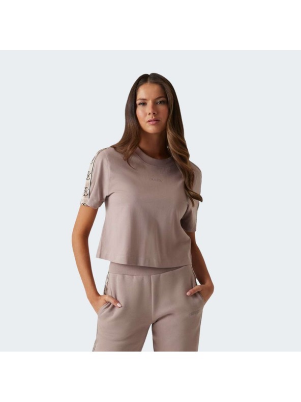 Guess Jeans T-shirt rosa da donna con logo sulla spalla Guess jeans