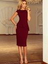numoco Abito midi elegante con ruches - bordeaux Numoco