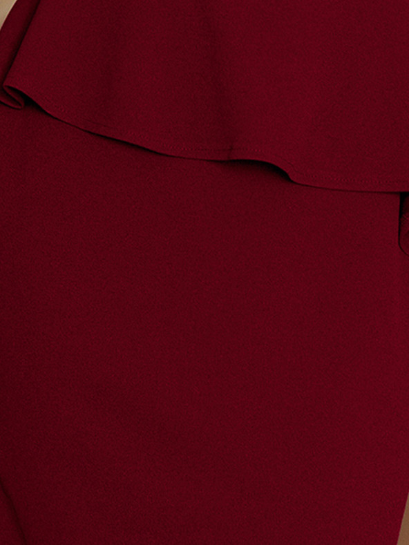 numoco Abito midi elegante con ruches - bordeaux Numoco