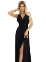 numoco Abito lungo da donna nero in raso con scollatura e spacco Numoco