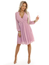 numoco Abito rosa da donna a manica lunga con ruches e ritagli Numoco