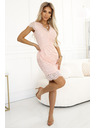 numoco Abito rosa chiaro da donna a manica corta in pizzo con scollatura Numoco