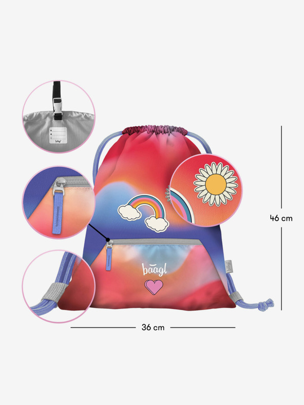 BAAGL  Rosso 3 SET Airy Hippie: zaino, astuccio, borsa Baagl