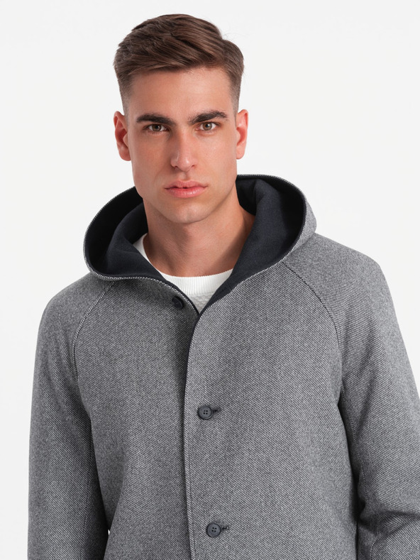 Ombre Clothing Cappotto lungo melange da uomo con cappuccio Ombre Clothing