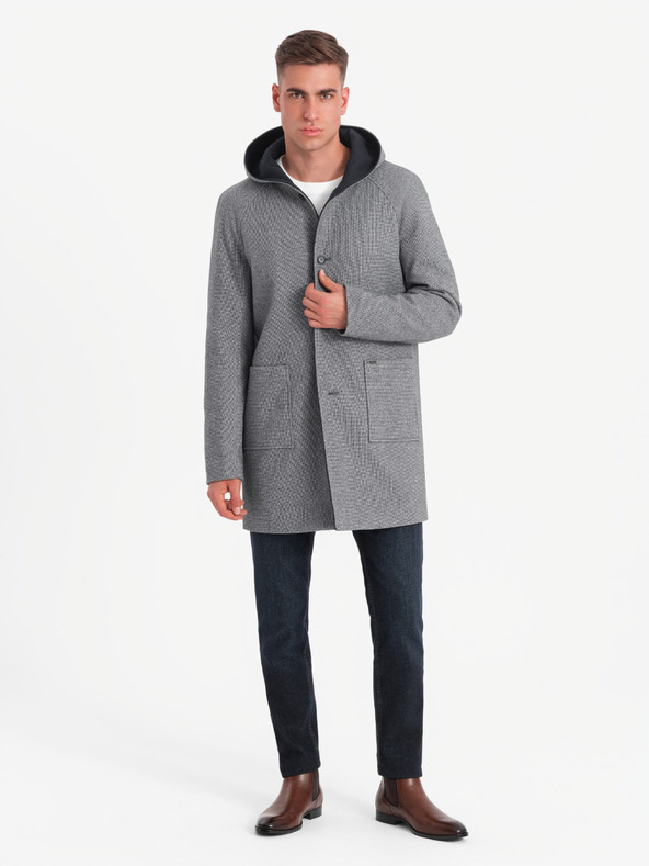 Ombre Clothing Cappotto lungo melange da uomo con cappuccio Ombre Clothing