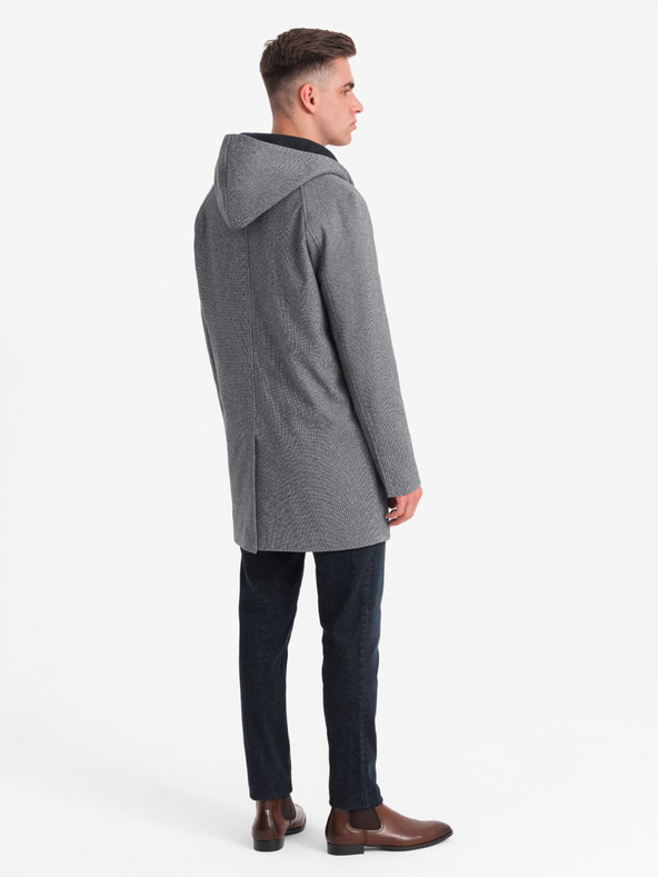 Ombre Clothing Cappotto lungo melange da uomo con cappuccio Ombre Clothing