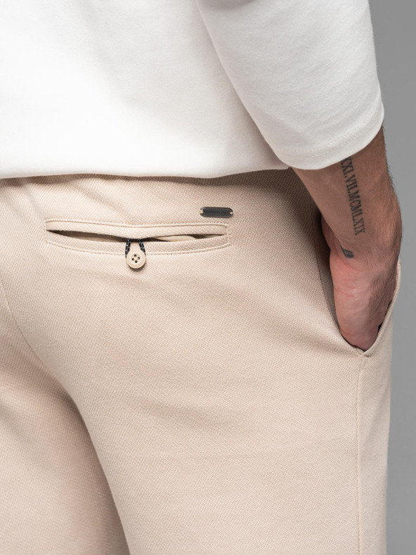 Ombre Clothing Pantaloncini da ginnastica da uomo in cotone BASIC beige Ombre Clothing