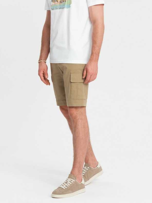 Ombre Clothing Pantaloncini cargo monocromatici da uomo con tasche cargo - sabbia V1 OM-SRCG-0133 Ombre Clothing