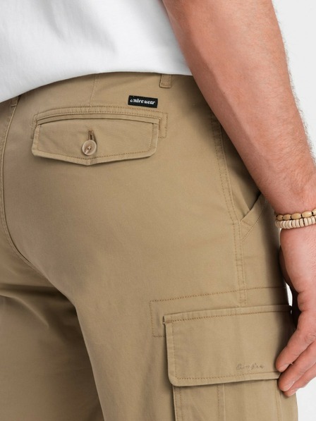 Ombre Clothing Pantaloncini cargo monocromatici da uomo con tasche cargo - sabbia V1 OM-SRCG-0133 Ombre Clothing