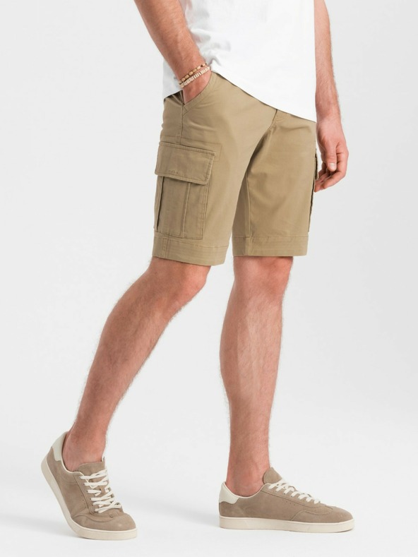 Ombre Clothing Pantaloncini cargo monocromatici da uomo con tasche cargo - sabbia V1 OM-SRCG-0133 Ombre Clothing