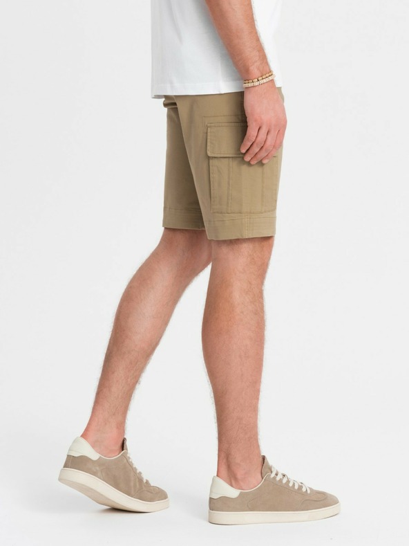 Ombre Clothing Pantaloncini cargo monocromatici da uomo con tasche cargo - sabbia V1 OM-SRCG-0133 Ombre Clothing