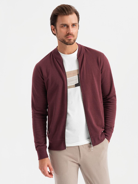 Ombre Clothing Felpa da uomo in maglia strutturata con colletto - grafite melange V1 OM-SSNZ-0149 Ombre Clothing