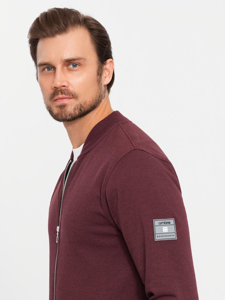 Ombre Clothing Felpa da uomo in maglia strutturata con colletto - grafite melange V1 OM-SSNZ-0149 Ombre Clothing