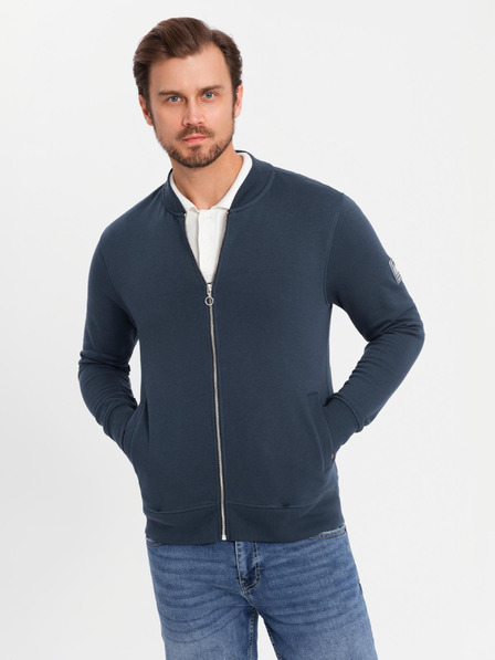 Ombre Clothing Felpa da uomo in maglia strutturata con colletto - grafite melange V1 OM-SSNZ-0149 Ombre Clothing