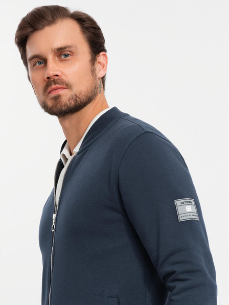 Ombre Clothing Felpa da uomo in maglia strutturata con colletto - grafite melange V1 OM-SSNZ-0149 Ombre Clothing