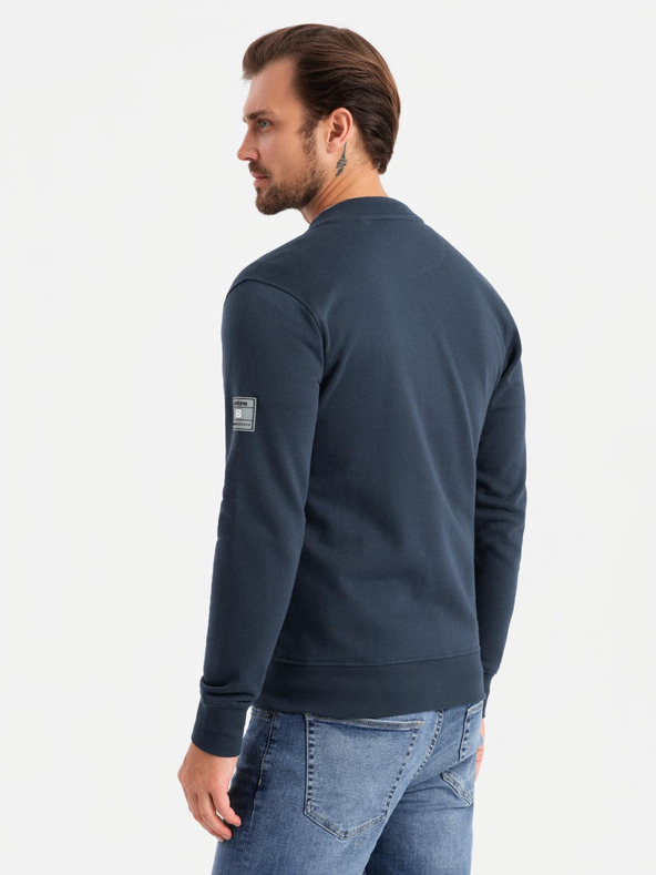 Ombre Clothing Felpa da uomo in maglia strutturata con colletto - grafite melange V1 OM-SSNZ-0149 Ombre Clothing