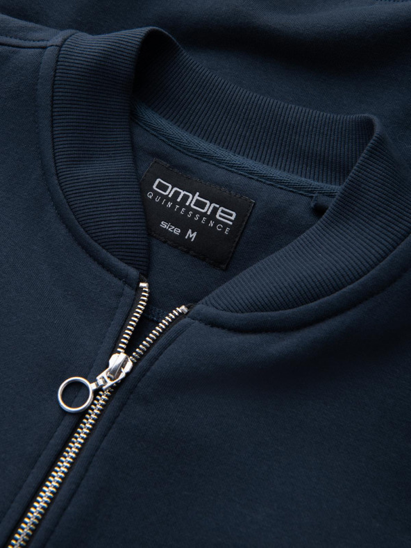 Ombre Clothing Felpa da uomo in maglia strutturata con colletto - grafite melange V1 OM-SSNZ-0149 Ombre Clothing