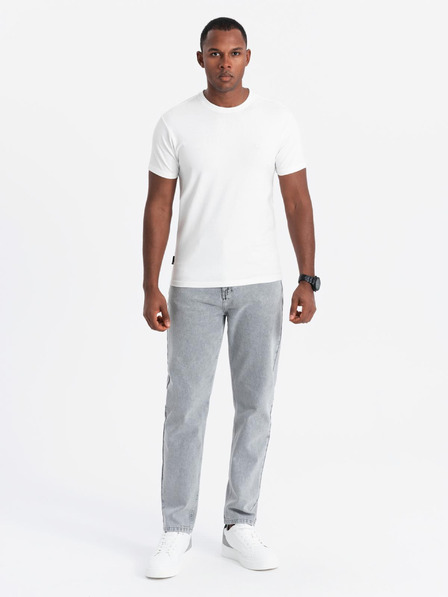 Ombre Clothing T-shirt uomo in cotone tricolore - bianco e blu navy V3 OM-TSCT-0174 Ombre Clothing