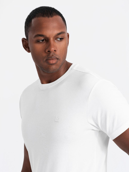 Ombre Clothing T-shirt uomo in cotone tricolore - bianco e blu navy V3 OM-TSCT-0174 Ombre Clothing