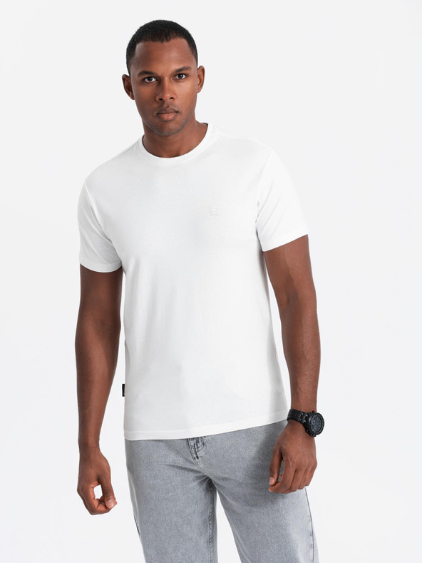 Ombre Clothing T-shirt uomo in cotone tricolore - bianco e blu navy V3 OM-TSCT-0174 Ombre Clothing