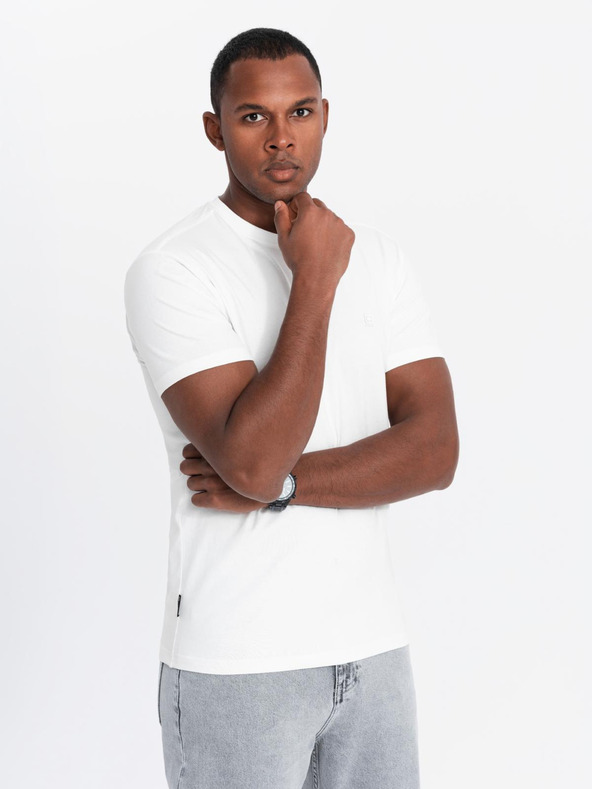 Ombre Clothing T-shirt uomo in cotone tricolore - bianco e blu navy V3 OM-TSCT-0174 Ombre Clothing