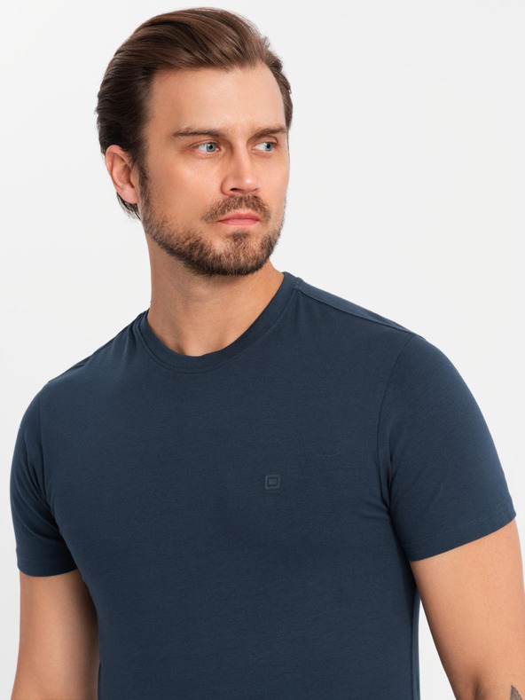 Ombre Clothing T-shirt uomo in cotone tricolore - bianco e blu navy V3 OM-TSCT-0174 Ombre Clothing