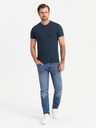 Ombre Clothing T-shirt uomo in cotone tricolore - bianco e blu navy V3 OM-TSCT-0174 Ombre Clothing