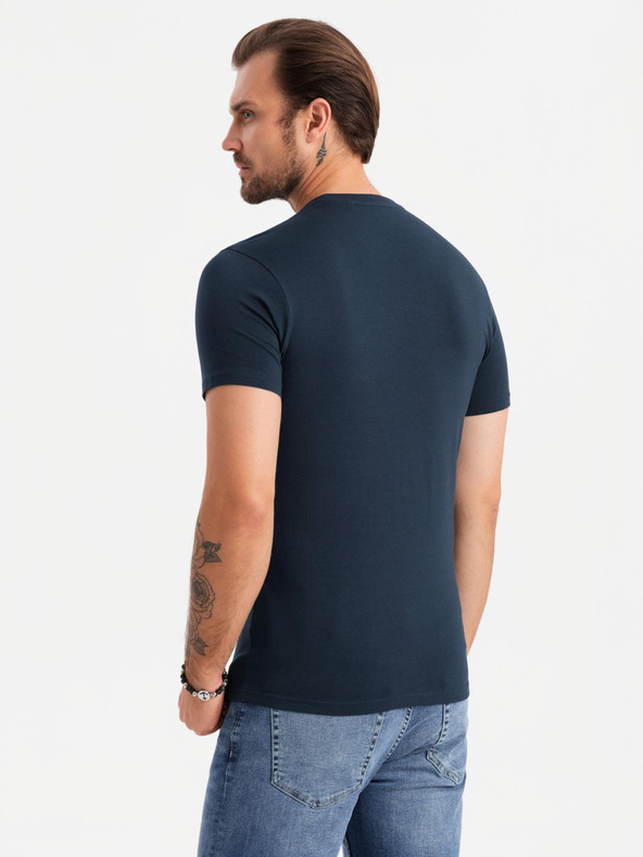 Ombre Clothing T-shirt uomo in cotone tricolore - bianco e blu navy V3 OM-TSCT-0174 Ombre Clothing