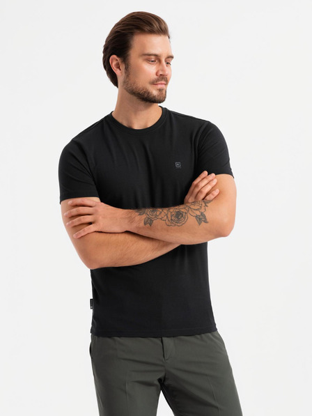 Ombre Clothing T-shirt uomo in cotone tricolore - bianco e blu navy V3 OM-TSCT-0174 Ombre Clothing