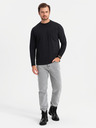 Ombre Clothing T-shirt LOOSE FIT da uomo in cotone a manica lunga - nero V1 OM-LSBC-0129 Ombre Clothing