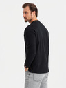 Ombre Clothing T-shirt LOOSE FIT da uomo in cotone a manica lunga - nero V1 OM-LSBC-0129 Ombre Clothing