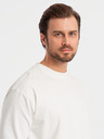 Ombre Clothing Maglietta LOOSE FIT da uomo in cotone a manica lunga e scollo rotondo - crema V2 OM-LSBC-0129 Ombre Clothing