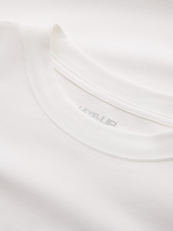 Ombre Clothing Maglietta LOOSE FIT da uomo in cotone a manica lunga e scollo rotondo - crema V2 OM-LSBC-0129 Ombre Clothing